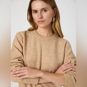 EUC French Connection Kesia Boyfriend Sweater | Camel Melange | Size Small